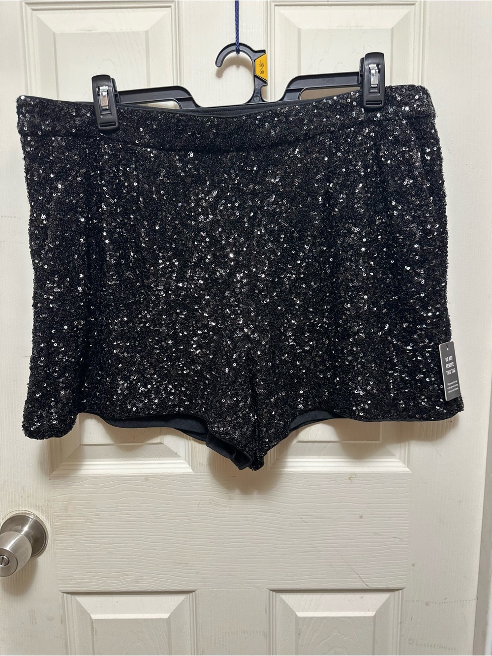 Express Black Sequin High-Rise Shorts Size XL #682